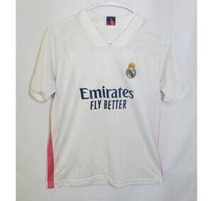 EMIRATES FLY BETTER Soccer Football Jersey Size S*Adult Polyester White Pink